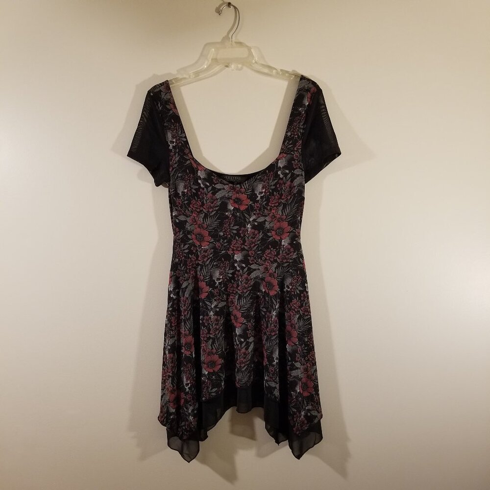 Killstar Skulls and Flowers Hanky Hem Mini Dress